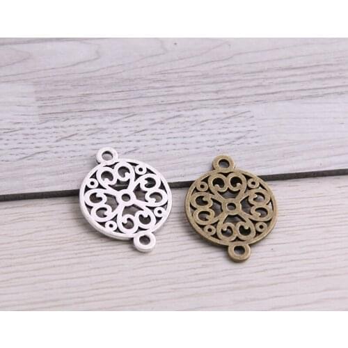 SWEET BELL 40PCS 18*24mm New Product Two Color Openwork Flowers Charms Plant Connector Jewelry Metal Alloy Jewelry Marking