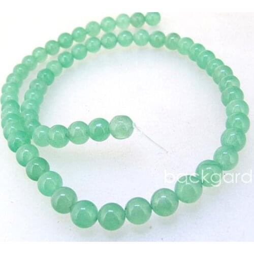 Unique Pearls jewellery Store 6MM Round Young Green Jade Gemstone Loose Beads One Full Strand 15'' LS3-199