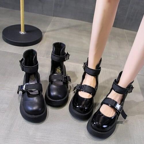 Gothic Sweet Girls Female Kawaii Punk Japanese Cute Anime Lolita Shoes Women Harujuku Cosplay Feminine Platform Black High Top
