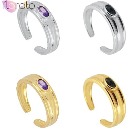 1 Piece Plated 24K Gold / 925 Silver Crystal Open Rings for Women Adjustable Finger Rings Wedding Party Jewelry Gifts