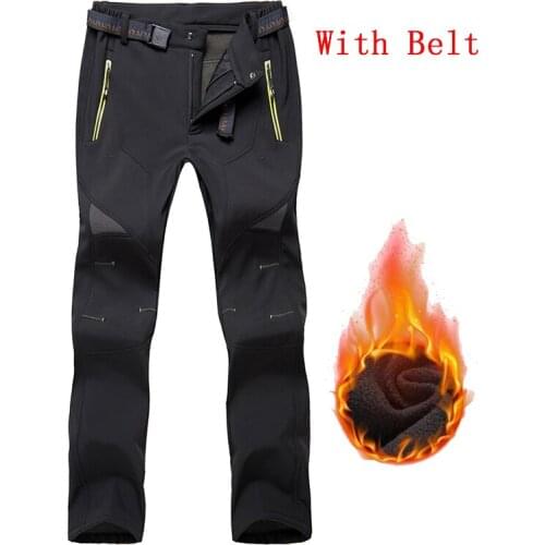 Winter Warm Winter Men Soft Shell Pants Women Travel Waterproof Outdoor Camping Hiking Pants Fleece Windproof Skiing Trousers