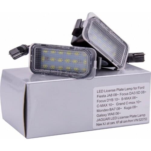 2pcs LED CANBUS License Plate Lights For Fiesta JA8, Focus DA3 5D DYB S-MAX C-MAX Grand C-max Mondeo BA7 Kuga AUTO Number lamps