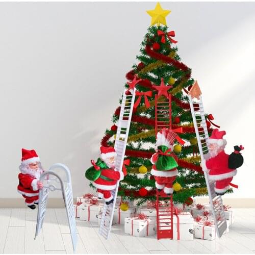 2020 Creative Electric Climbing Ladder Santa Claus Toy Children Kids Gift New Year Xmas Christmas Tree Party Home Decoration