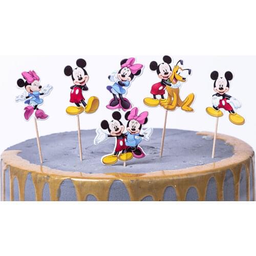 24pcs/set Cartoon Mickey Minnie Mouse Cupcake Toppers pick Party Supplies Kids Birthday Party Wedding Baby Shower Cupcake Decor