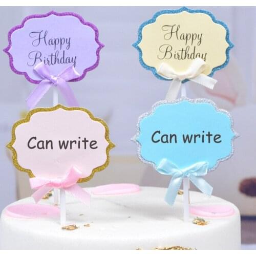 5 Pcs/lot DIY Self-writing Cake Topper Happy Birthday Baking Dessert Cupcake Decoration Wedding Baby Shower Party Decor Supplies