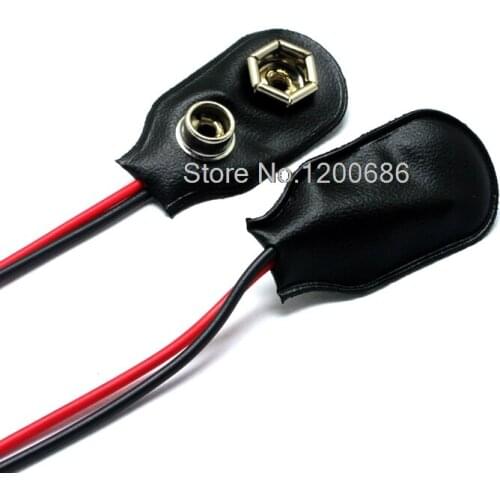 5Pcs I Type 9V Battery Clip Hard Shell Connectors Buckle Cable Lead 10CM