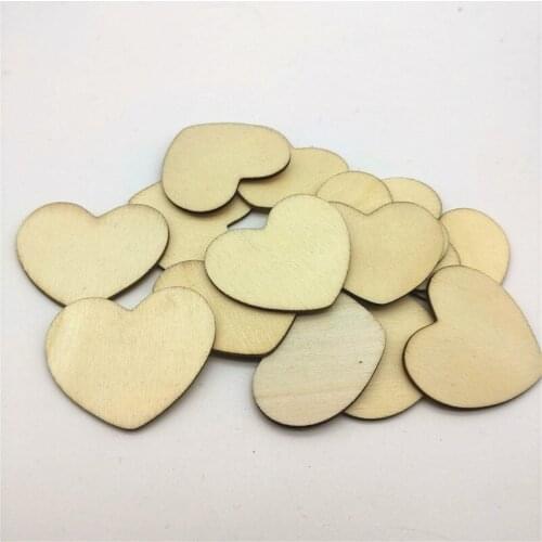 50pcs 38x32mm Heart Wood Embellishments Wedding Crafts Toppers Chips Cardmaking Scrapbook Confetti