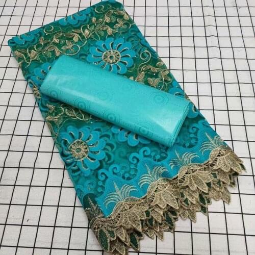 African Fashion Pure Bazin Riche Brocade Lace Fabrics Design French Tulle Lace Fabrics 2.5y+2.5y/set Sewing For Dress SL728