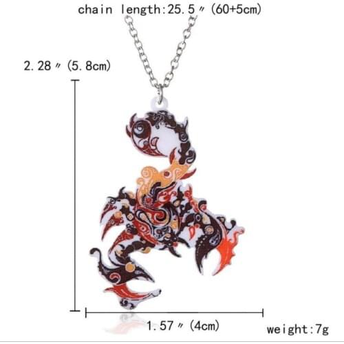 Acrylic coloured drawing Scorpion necklace-Drop shipping