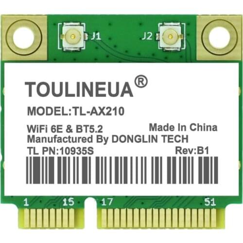 AX210 Mini PCIE WiFi 6E WLAN Card 802.11AX Bluetooth 5.2 Network Adapter