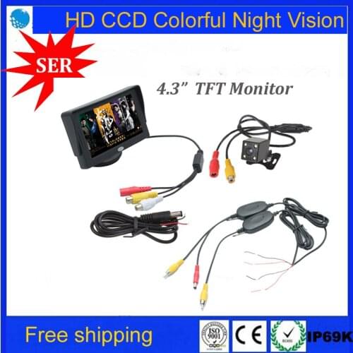 Wireless Car Parking Assistance Video Monitors, 3 in 1 HD 2.4Ghz Wireless Car Rear View Camera Monitor Parking System Camera Kit