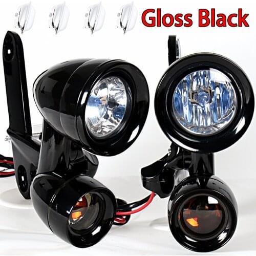 Gloss Black Fairing Mounted Driving Lights Turn Signals For Harley Electra Street Glide FLH/T FLHX FLHR 1996-2013