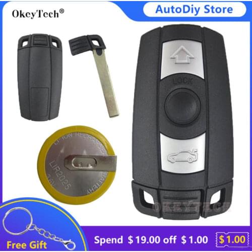 Okeytech 3 Buttons Remote Car Key Shell Fob Case For BMW X5 X6 E60 E70 E71 E87 E90 For BMW 1 3 5 6 Series With 2025 Battery Hold