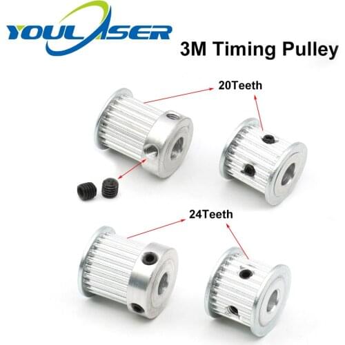 CO2 Laser Metal Parts Synchronous HTD 3M Gear Pulley 6.35/8/12mm for DIY CO2 Laser Engraving Cutting Machine