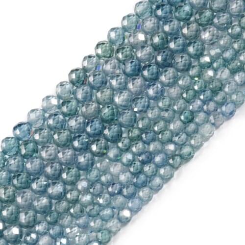 2 3 4mm Faceted Blue Zircon Round Beads Multicolor Cubic Zirconia Rhinestone Beads for Jewelry Making Diy Bracelet Strand
