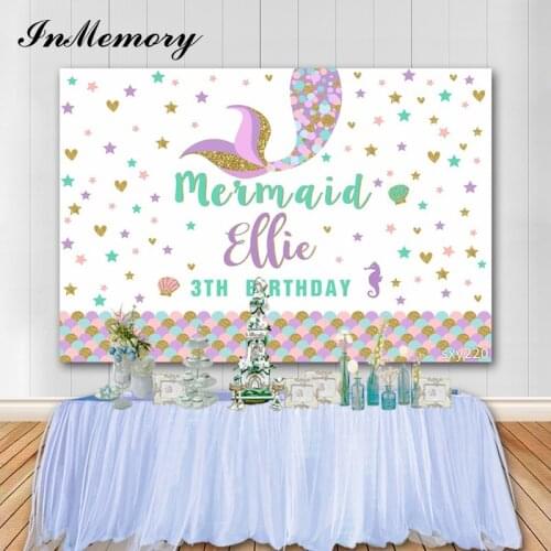 InMemory Little Mermaid Party Backdrop Underwater Theme Newborn Baby Birthday Party Baby Shower Princess Photography Background