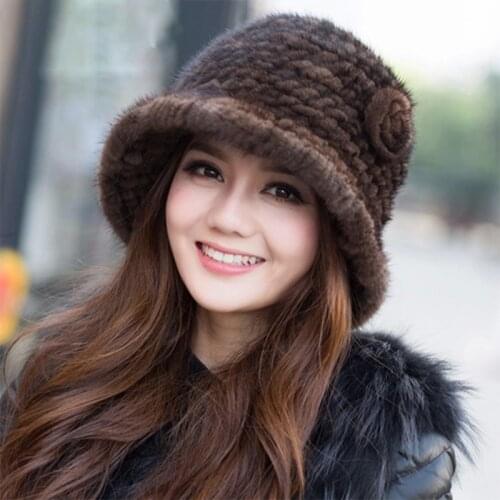 Real Mink Fur Integrated Bomber Hat Genuine Mink Fur Hat Luxury Quality Winter Hat Stretch Warm Soft Fluffy Natural Fur Hat