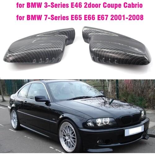 Rearview Mirror Cover Cap Carbon Fiber / Black For BMW E46 E65 E66 E67 2001 2002 2003 2004 2005 2006 760Li 730Li 740Li