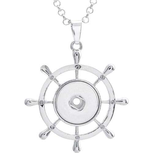 Hot sale XL0040 Simple Rudder DIY beauty snap Pendant Necklace fit 18mm beauty snap buttons fashion snap jewelry