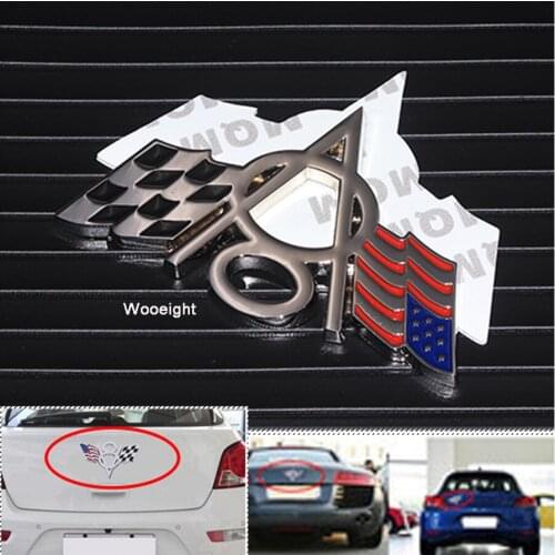 Wooeight 3D Metal V8 Emblem Badge American USA Flag Car Sticker Fender Tailgate Styling For Ford Chevrolet Keychain Trunk