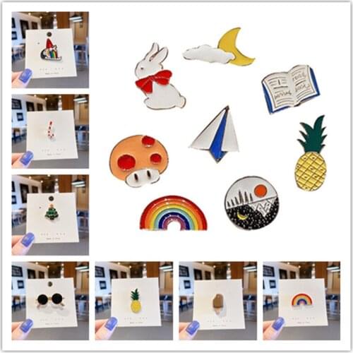 Fashion Rainbow Enamel Lapel Cartoon Pins Fruits Food Mix Brooches Badges Pins Gifts For Brooches for kids