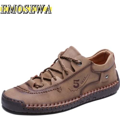 Brand New Men Casual Shoes Handmade Leather Loafers Comfortable Mens Shoes Quality Split Leather Flat Moccasins Men Sneakers