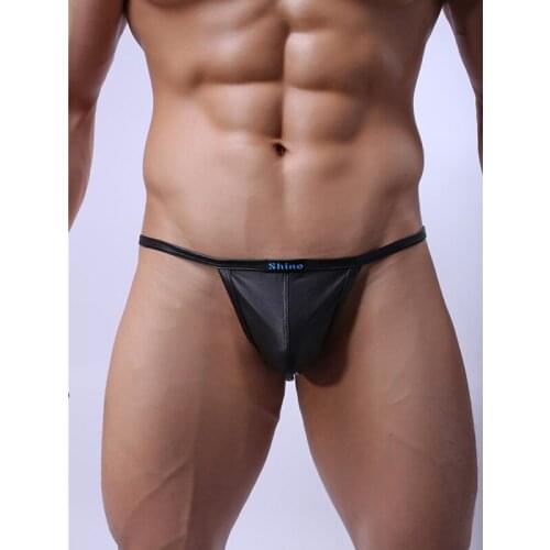 Top Quality Mens Faux Leather Bondage G-Strings & Thongs Sexy Jockstrap Wrapped Wrestling Singlet Erotic Gay Male Lingerie Slip