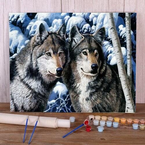 Snow Wolf Painting By Numbers Package Acrylic Paints 40*50 Picture By Numbers Photo New Design For Handiwork