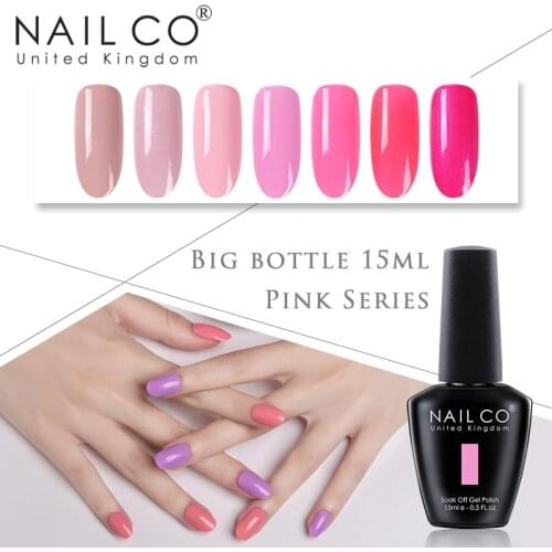 NAILCO Pink Series 15ml Nail Gel Varnish Nail Art Soak Off LED Gel Polish Premium Quality Color Gel Lacquer Long Lasting Gellak
