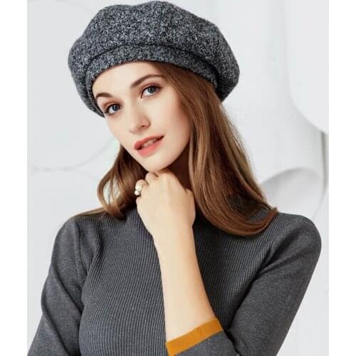 New Winter Fashion Hat All-match British Winter Leisure Cap Korean Japanese Tide Beret Hat Female Wool Casual Cap B-7475