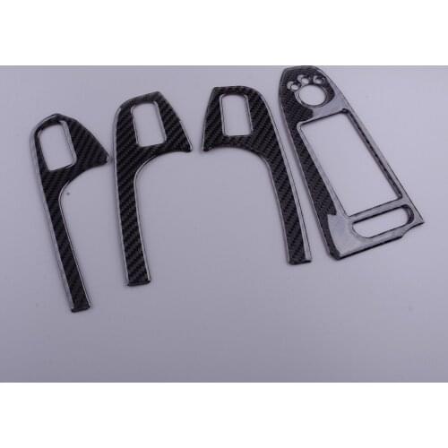 Door Armrest Window Lift Switch Panel Cover Trim Carbon Fiber Fit for Audi A4 B8 2008 2009-2012 2013 2014 2015 Left Hand Drive