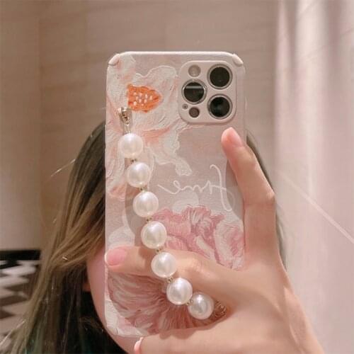 Shockproof Pearl Chain Phone Case For iPhone 12pro max 12pro 12 12mini 11pro max 11pro 11 XR Xs max X/Xs 7p/8plus 7/8/SE 2020