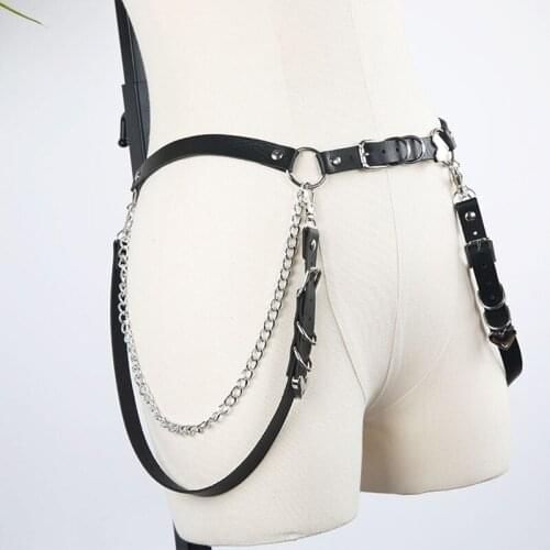 Women Punk Hip-hop Heart Buckle Belt With Chain Female Belt Gothic Adjustable Leather Waist Belt Chain Belt For Women