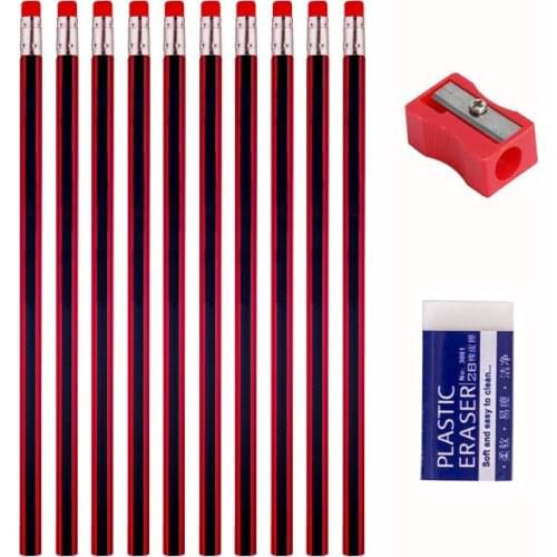 Drawing HB Wooden Lead Pencil 12pcs Painting Pencils/Sharpener/Eraser For School Office Student Writing Graphite Stationery