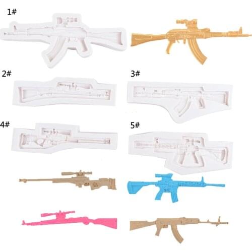 DIY Pistol Gun Shape Fondant Soap 3D Cake Silicone Mold Cupcake Jelly Candy Chocolate Decoration Baking Tool Moulds Resin Mold