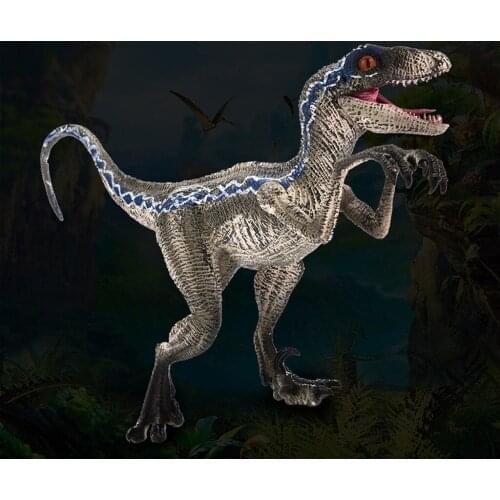 Blue Velociraptor Dinosaur Action Figure Animal Model Toy Collector Realistic Dinosaur Model Personality Decorative Ornaments