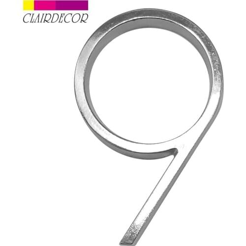 5 in Satin Nicke Modern House Number Hotel Home Door Number Outdoor Address Plaque Zinc Alloy Number for House Address Sign #9