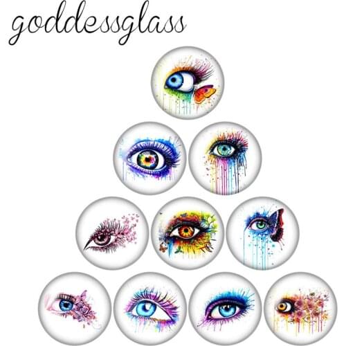 ZB1269 painting Magiceye butterlfoy10pcs 12mm/18mm/20mm/25mm Round photo glass cabochon demo flat back Making findings