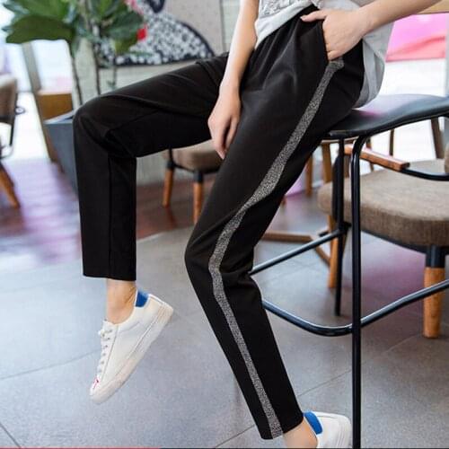 Women summer trousers Tall waist stretch Pencil pants Little feet pants Summer 2019 style plus-size Thin section Casual pants