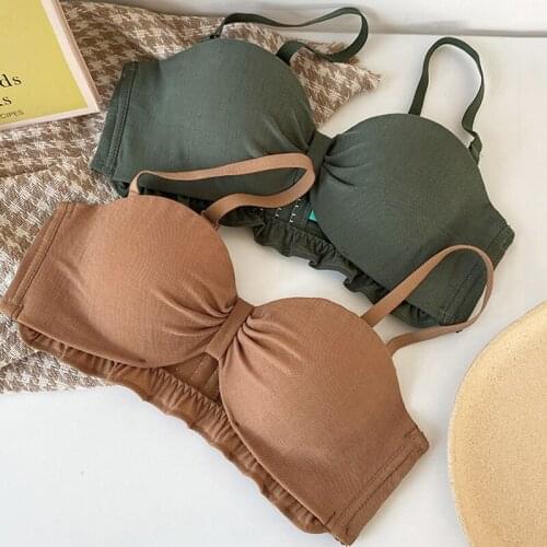 Wasteheart Winter Women Fashion Strapless Sexy Lingerie Set Wireless Cotton Panties Underwear Invisible Bra Sets A B Lingerie