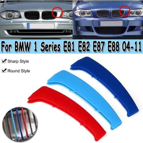2 kinds of M colors front grill grill cover trimfor BMW 1 Series E81 E82 E87 E88 2004-2011 Trim Decoration Strips Sticker