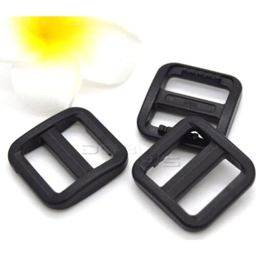 20pcs/lot 5/8"(15mm) Slider Tri Glide Adjust Plastic Buckles For Dog Collar Harness Backpack Straps Black