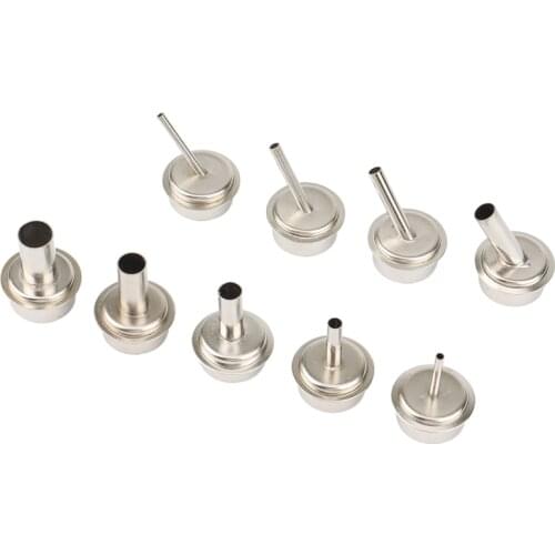 9Pcs 45 Degree Bending Hot Nozzle Replacement Hot Air Nozzle for QUICK 861DW Soldering Station