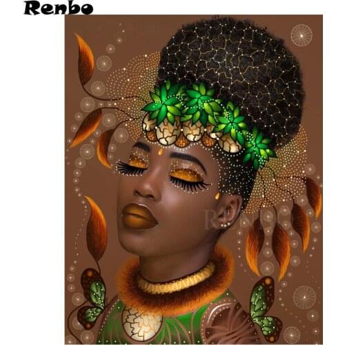 Diamond mosaic Africa women butterfly 5d diy Diamond Painting Cross Stitch portrait of Rhinestone diamond Embroidery Home Decor