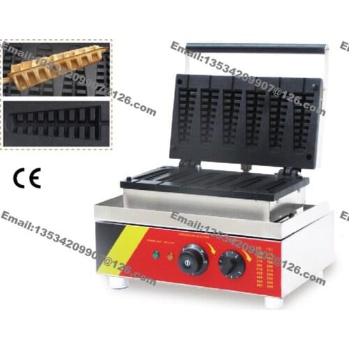 Free Shipping Commercial Nonstick 110v 220v Electric 6pcs 12cm Belgian Lolly Waffle on A Stick Maker Machine Baker Iron Mold