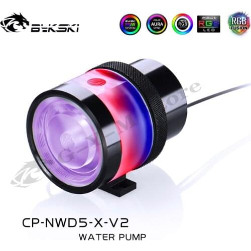 Bykski PC Water Cooling D5 Pump Flow Meters Maximum Flow Lift 3.8M 1100L/H Symphony Luminous Pump 5V ARGB 12V RGB CP-NWD5-X-V2