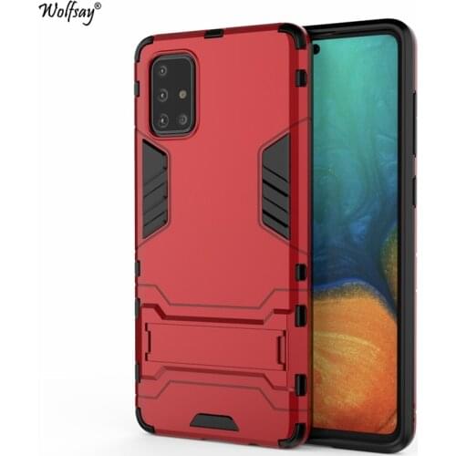 Wolfsay Case For Samsung Galaxy A71 Cover Slim PC + Soft Rubber Armor Case For Samsung Galaxy A71 Case Phone Holder Stand Fundas