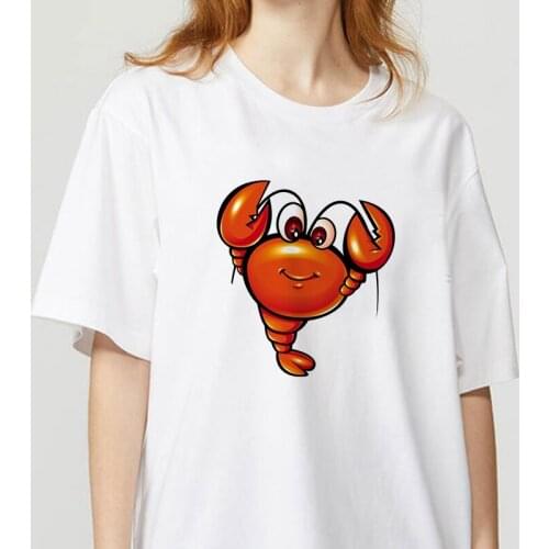 Short Sleeve Round Nack T-Shirts Cute Lobsterling T Shirt Women Summer Fashion Tops TShirts Leisure Top Tee Casual Ladies Tshirt