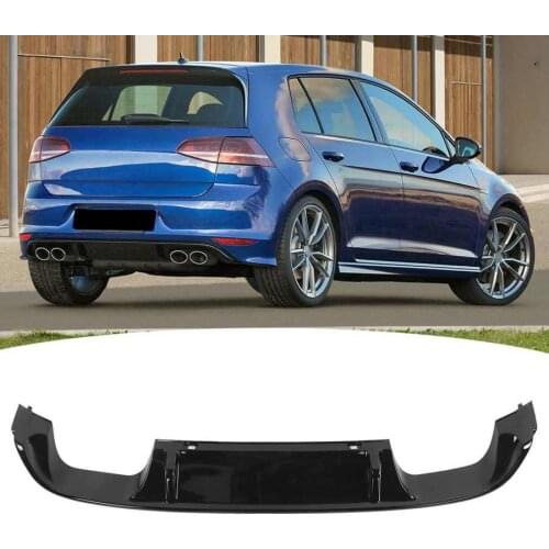 Rear Spoiler Gloss Black for 7R Factory Quad Exhaust Rear Bumper Diffuser Valance Fit for MK7 R 2013-2016 Rear Bumper Valance