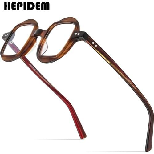 HEPIDEM Acetate Glasses Frame Men Retro Vintage Round Eyeglasses Women Myopia Optical Prescription Spectacles Eyewear 9160